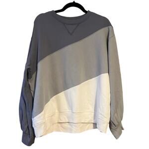 Abercrombie & Fitch Women's Crew Neck Color Block Sweatshirt Gray White Size L